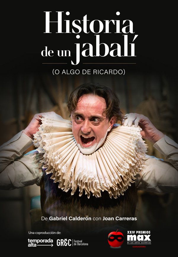 Impresionante interpretación de Joan Carreras en el torbellino escénico de esta Historia de un jabalí. Gabriel Calderón pone a prueba al espectador. No os perdáis esta obra en <a href="/teatroabadia/">Teatro de La Abadía</a> , sólo hasta el domingo