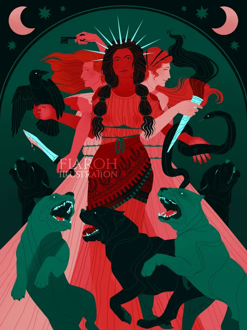 Properly starting off the spooky classics season with my Hecate portrait from last year  