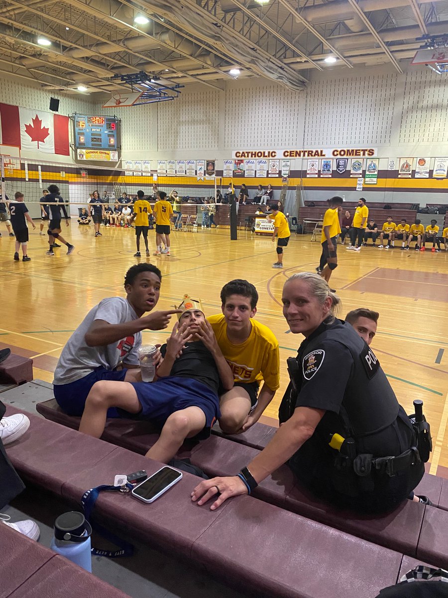 constableswiss's tweet photo. @CCHcomets for senior boys volleyball. The stands are alive and the team is killing it on the court! @WECDSB @WindsorPolice #thisiswhatwedoHSRO https://t.co/UlkwEzVPo5