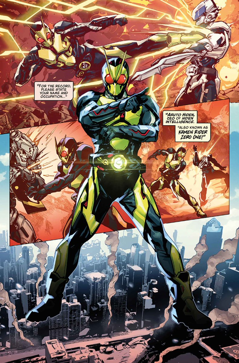 ComicsTitan's tweet photo. FIRST LOOK - 4-PAGE PREVIEW! 

Kamen Rider Zero-One #1 by @BrandonEaston (writer) @hendryzero (artist) @BryanValenza (colorist) @deronbennett (letterer). Out Nov 23.

US @PREVIEWSworld: https://t.co/5OYuDjViVk 
UK/Europe: https://t.co/2xzCQA9Rnt https://t.co/pQoxRCO6a9