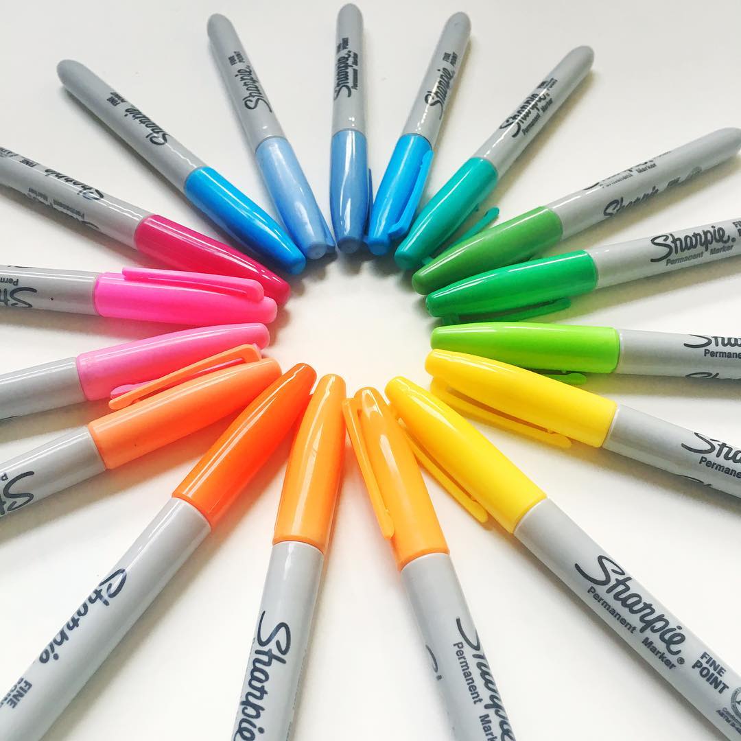 Let's play spin the Sharpie! 🌈 : @thewhitepad ✍️: Sharpie Permanent Markers