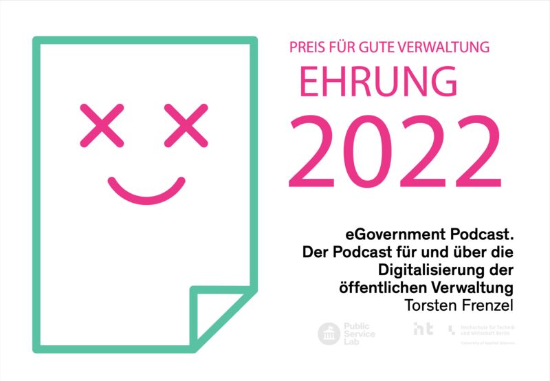 Neben den Einreichungen aus Behörden, Kommunen, vom Bund und Ländern, erreichte uns ein weiteres Projekt zum Thema Nutzerorientierung: der eGovernment-podcast von Torsten Frenzel. Zu gut, um ihn nicht zu ehren! Herzlichen Glückwunsch! #ozg #twitterverwaltung