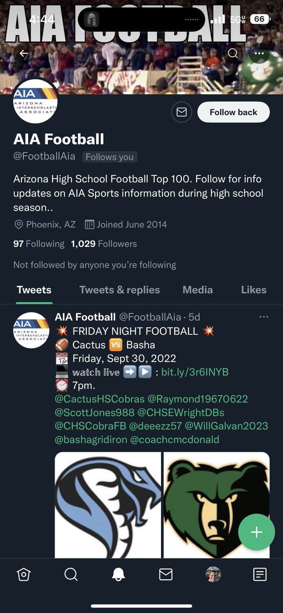 PSA to everyone involved in Arizona high school football: @FootballAia is a fake account and not associated with the Arizona Interscholastic Association. 

Do not click any links for livestreams and I highly recommend if you’re one of the 1,029 people following it to unfollow.