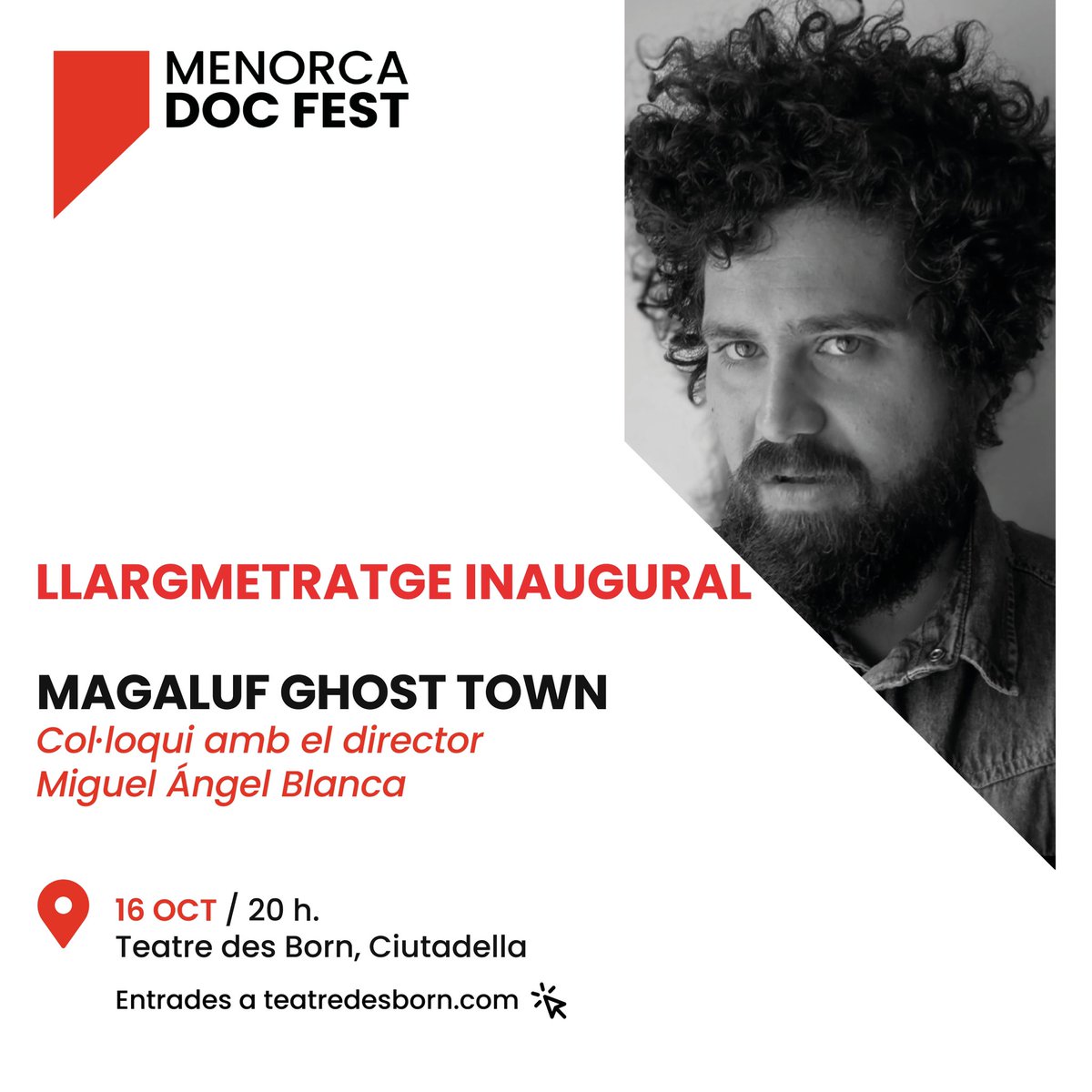 MenorcaDocFest's tweet photo. 📣 Aquest any el festival #menorcadocfest torna a inaugurar el festival al @teatredesborn i amb una producció illenca, Magaluf Ghost Town de Miguel Ángel Blanca. Amb la presència del director us esperam el proper 16 d’octubre a les 20h #tdeborn 
Entrades ja a la venda🎟 https://t.co/Y4uFdw0IXl