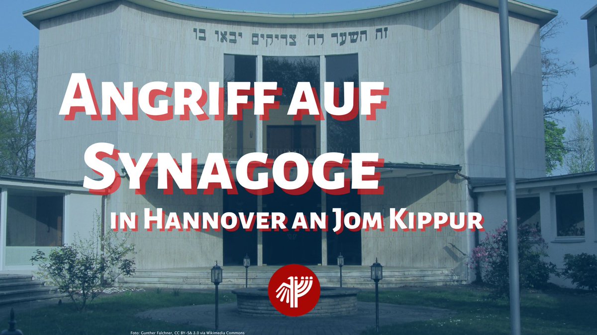 Ein unbekannter Täter hat an Jom Kippur einen Anschlag auf die Synagoge in der Haeckelstraße in Hannover verübt. Offenbar wurde während dem Jom-Kippur-Gottesdienst ein Fenster eingeworfen. Zu diesem Zeitpunkt befanden sich etwa 150 Personen in der Synagoge.