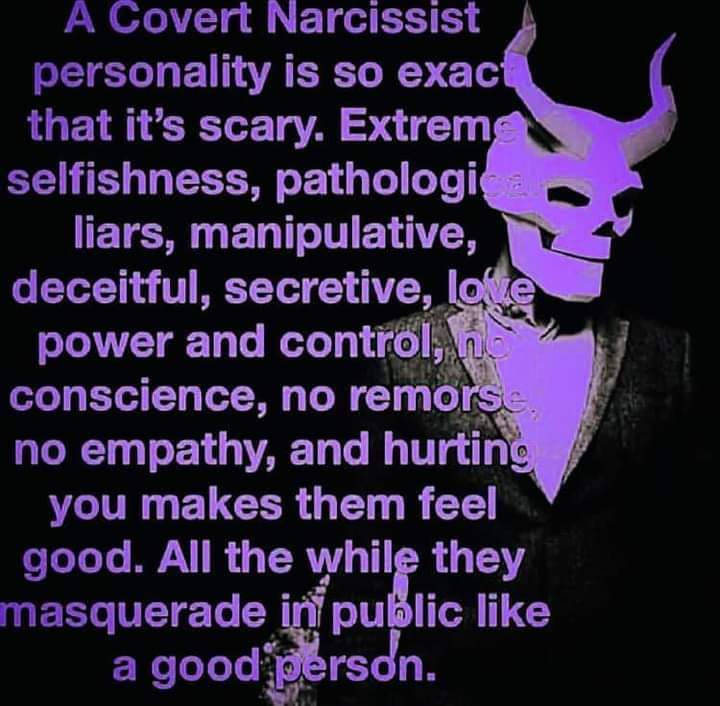 DebRuiz319's tweet photo. #NobodyEverSuspects a covert narcissist to be so evil, till the mask slips or falls off completely! https://t.co/l6nuiMKB0T