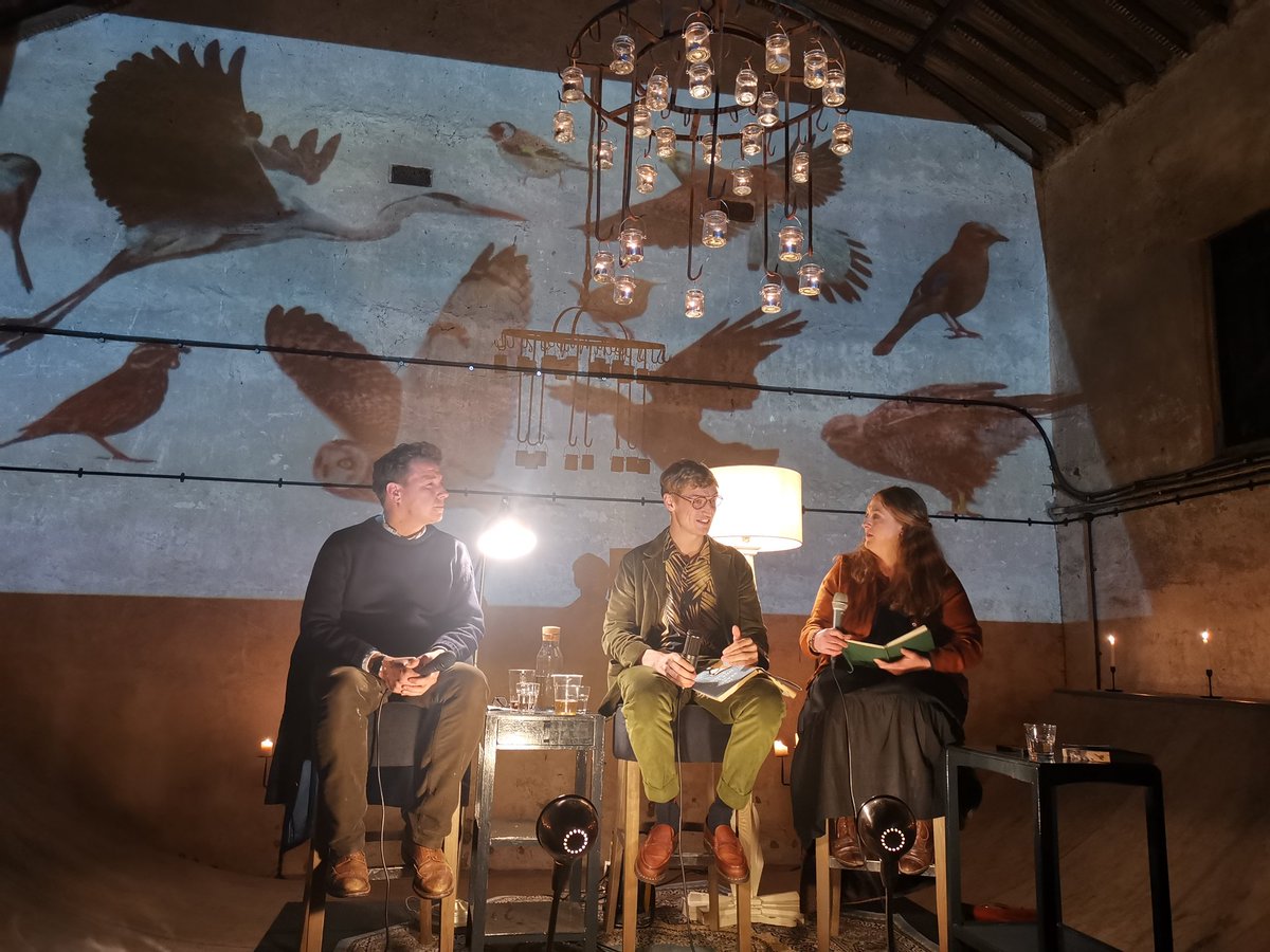 MeganRural's tweet photo. Fabulous evening at The Yard Hants, hosted by @Margotgoodlife, speaking to @PaddyGalbraith and @corbettlarks about their books and the becoming a species dislocated from its natural environment, but connecting with those who aren't and hearing what they have to say #listenMore https://t.co/q1jBKfbkFz