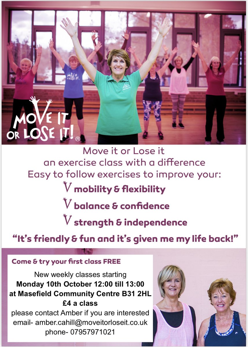 B31Voices's tweet photo. #SWBrumEVENTS β Move It Or Lose It
INFO: π https://t.co/LSkTCoxYd7
π
Mondays & Weds 12pm - 1pm
π Masefield Wellbeing Hub - #Northfield
π· Β£4 (First Class FREE)
π€ Over 50s
Hosting a class? Share across our social mediaπ ADD for FREE
#SWBrumWELLBEING #BirminghamUK https://t.co/3QKWfu2L3I