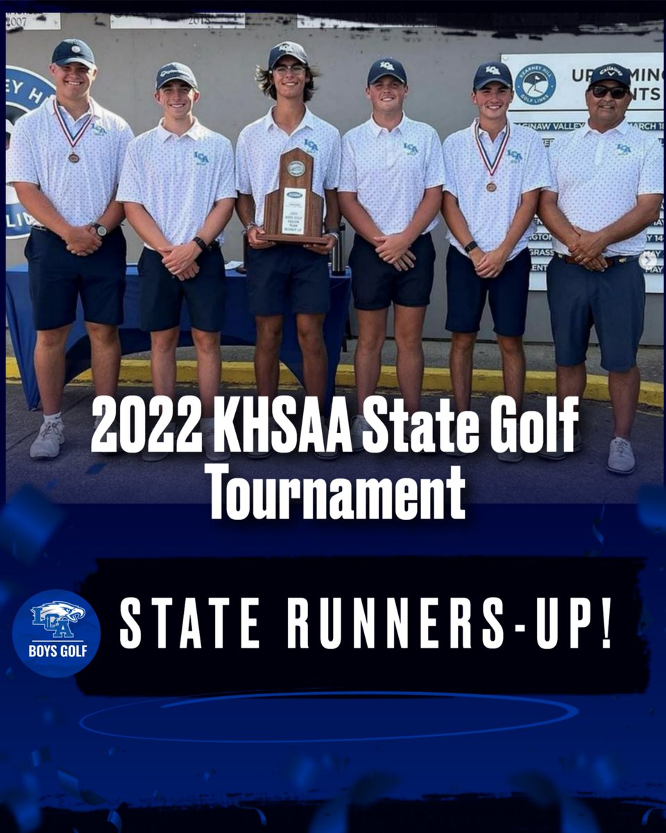 Congrats @lcaboysgolf on finishing as @khsaa State Runners-Up! Great job by Grey Goff, Luke Barrett, Mckean Collins, Jake Merryman and Tanner Owens - and Coach Eric Geldhof! @hlpreps @prepspin @lcakyeagles @lcasection #WeAreLCA