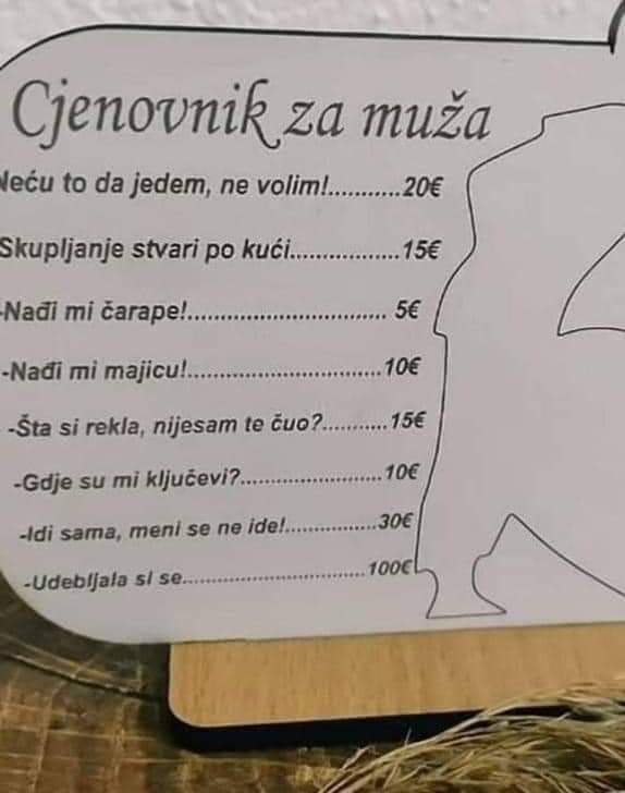 Žena napravila cjenovnik za muža: Evo koliko košta 'gdje su mi čarape'