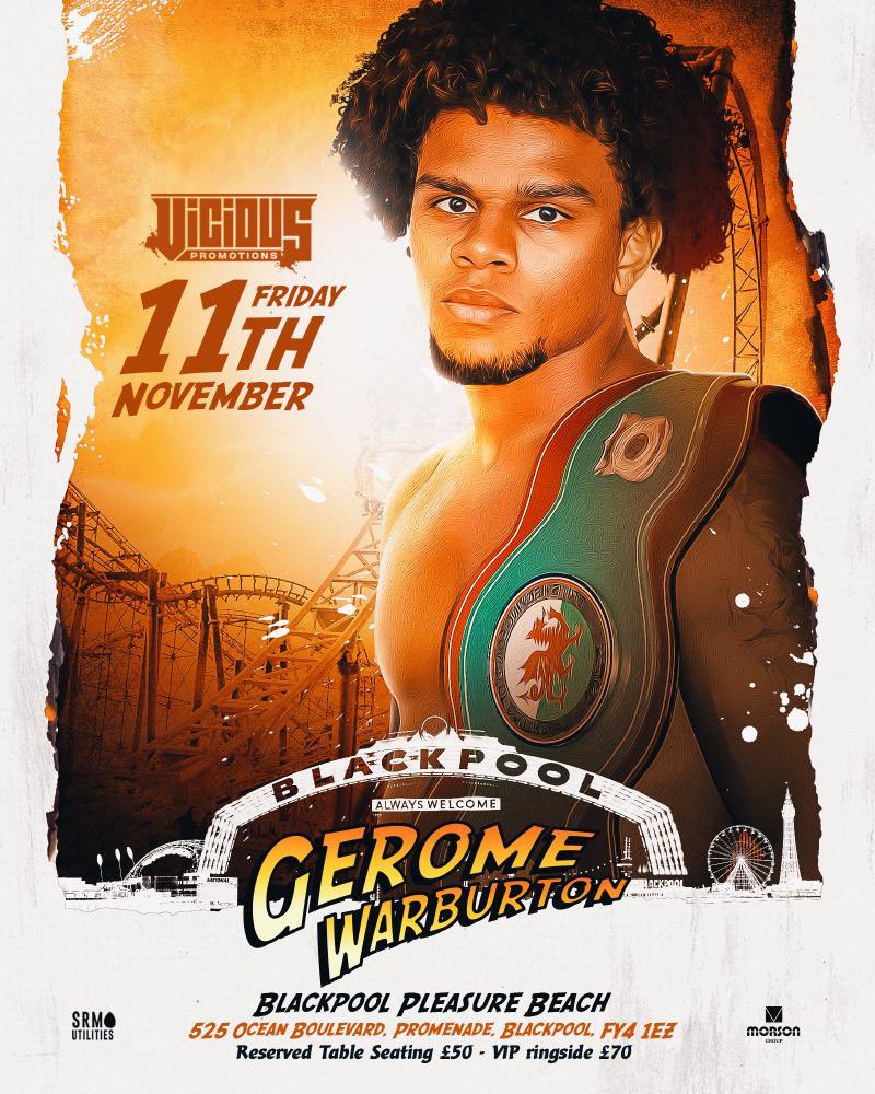 geromewarburton's tweet photo. 🔥The champ is back 🔥

🗓11th November 

📍Blackpool pleasure beach 

I will be having my last fight of the year and can’t wait to put on a show for all my supporters 🔥

🎟 £70 vip ringside 
🎟 £50 seated 

🎫 Message me for tickets (limited amount )

@K_Farrell_BEM https://t.co/i0FTcazFNe