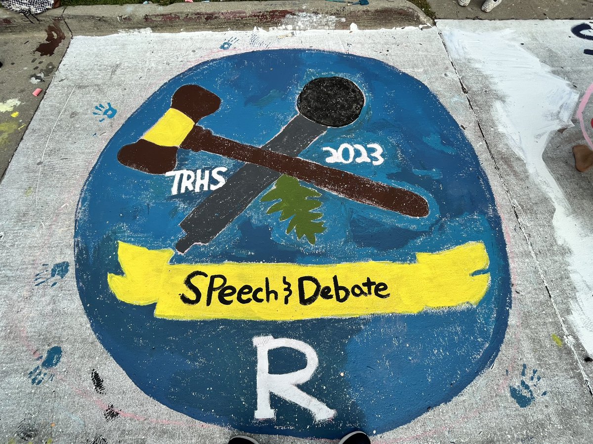 ridersforensics's tweet photo. Street Painting for Homecoming week! Hitting of the season with a super cool emblem. #speechanddebaterocks https://t.co/KYG9RWv695
