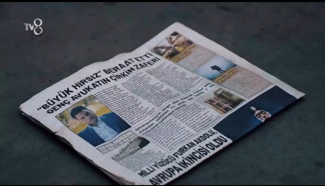 anassstacy's tweet photo. The headline of the newspaper:
"The great Thief" is justified. The dirty victory of the young lawyer.

Umut is perfet in all senses! 😏😎 

#AkınAkınözü #BensuSoral #UmRen #Tuzak https://t.co/QQEanHVhz4