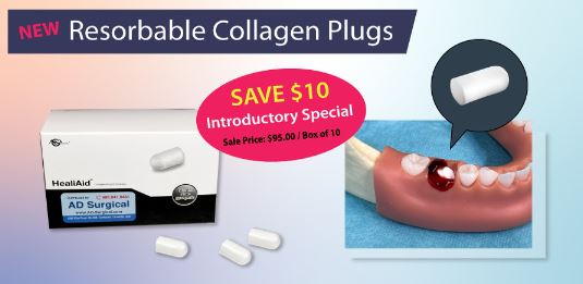 AD_Surgical's tweet photo. Save $10 on our NEW HEALIAID® Resorbable Collagen Plugs, designed to deliver dependable wound dressing at extraction and biopsy sites. Limited time special while supplies last. Offer ends 10/15/2022.

#collagenplug #resorbablecollagenplug https://t.co/M61PS2PB8q