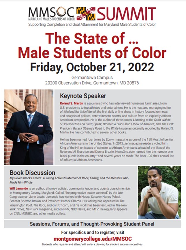 @MD_CommColleges @montgomerycoll Register now or miss out! @rolandsmartin @willjawando @DrWilliams_MC, phenomenal statewide student panel and more!