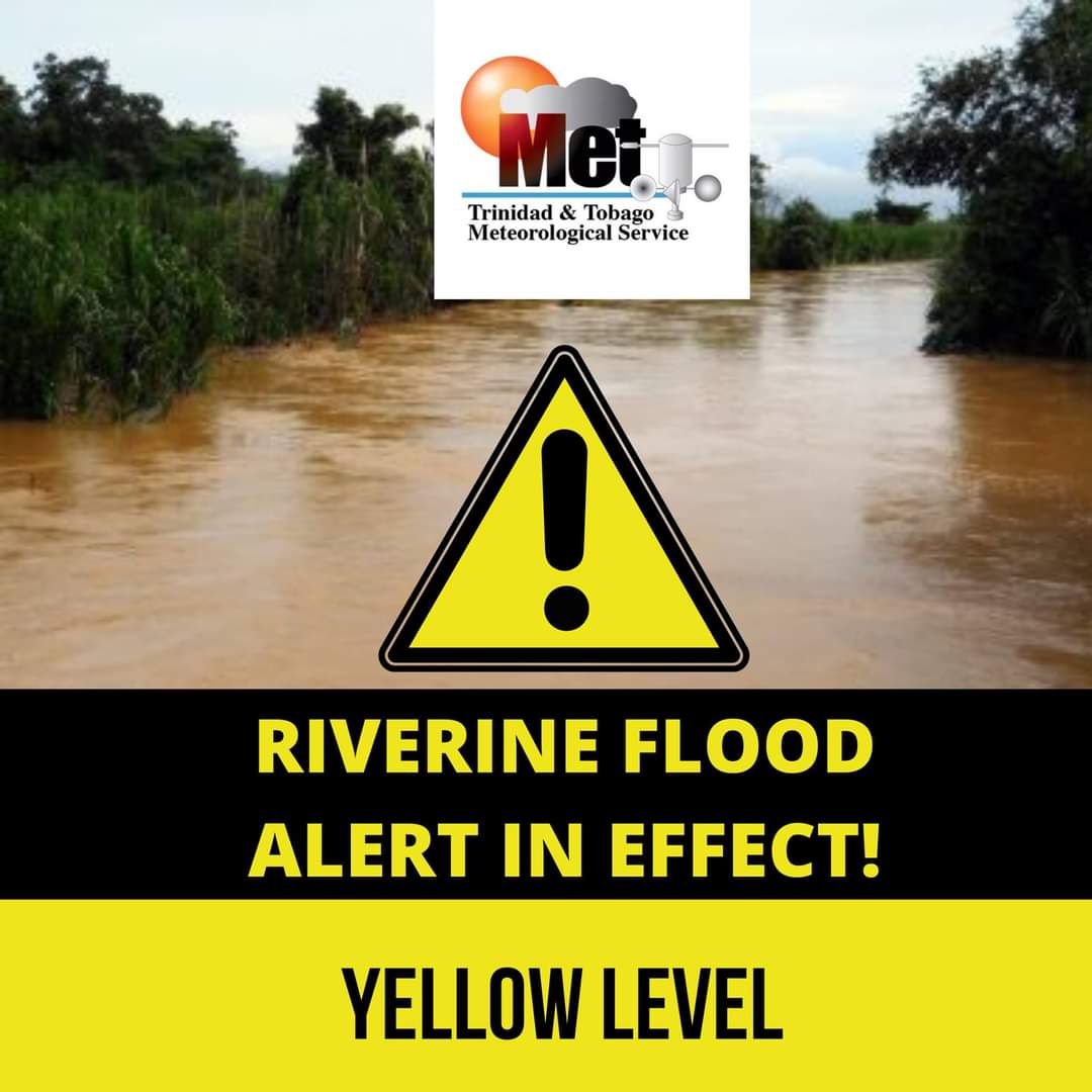 TTMetOffice's tweet image. Riverine Flood Alert #1 - Yellow Level in effect until Fri, Oct 7, 2022 5:00 PM
metoffice.gov.tt

Area: Major watercourses of Trinidad, including the North Oropouche, Caroni and South Oropouche. Watercourses in Tobago, including the Crooks and Darrell spring rivers.