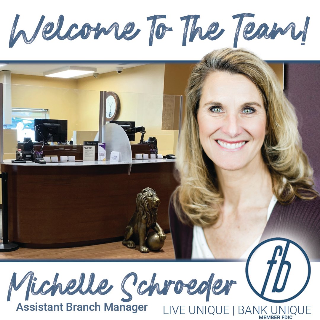 FarmersBank1's tweet photo. We are excited to announce the addition of Michelle Schroeder to our team at the Eddyville Branch! Michelle joins us as the new Assistant Branch Manager! Help us welcome her to our Farmers Bank Family! #LiveUniqueBankUnique #ServeUnique #UniqueTeam https://t.co/Rbxitk6SkN