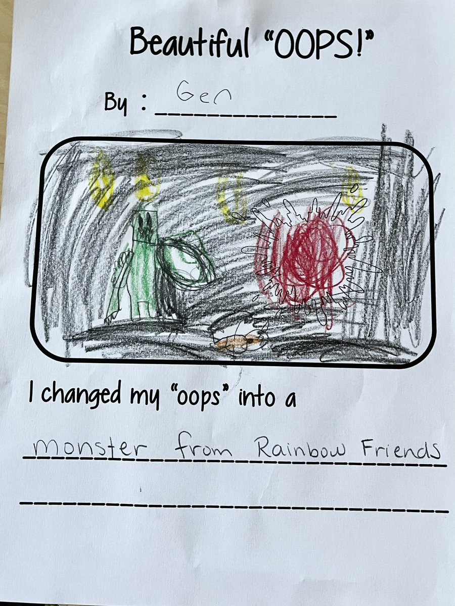 JMaynus's tweet photo. Having a Growth Mindset means it’s ok to make mistakes. Sometimes we can turn our “oops” into something beautiful! I love their creativity! @ConverseElem https://t.co/buWdSaM3JL