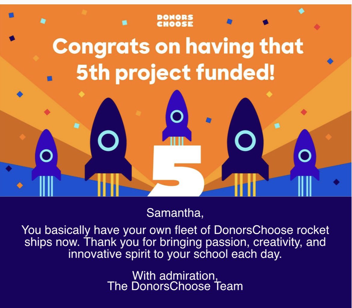 Look what everyone helped me achieve. So exciting!! Check out my other projects too. @DonorsChoose @notbatmanyet @AllstateFDN @craignewmark @MrAmpUtaChun @youngsheldon @SciPiHarvey @ClearTheList1 @PlanetClassroom @GivingClassroom