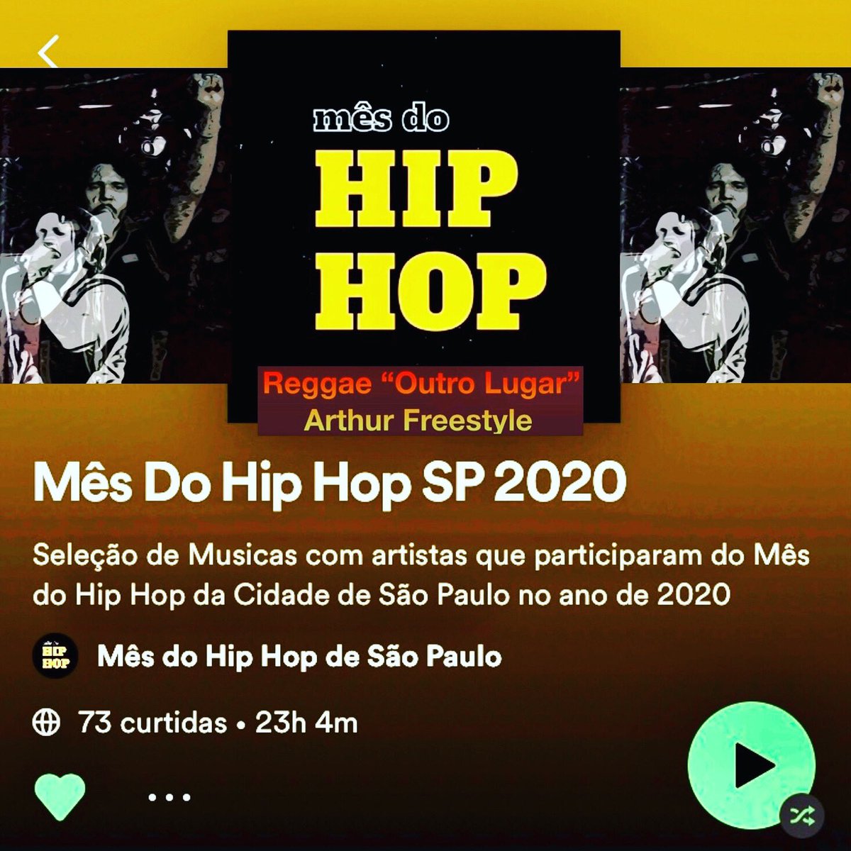 Arthurfreestyle's tweet photo. Ouçam meu Reggae “Outro Lugar” na Playlist “Mês do Hip Hop 2020” no Spotify do “Mês do Hip Hop de São Paulo”. Abs.👇🏾🇯🇲
https://t.co/pVeD2qBKD0
#arthurfreestyle #djhum #outrolugar #reggae #roots #jamaica #brasil #music #spotify #playlist #culture #som #mc #kingstown #mesdohiphop https://t.co/bxpe4iAILw