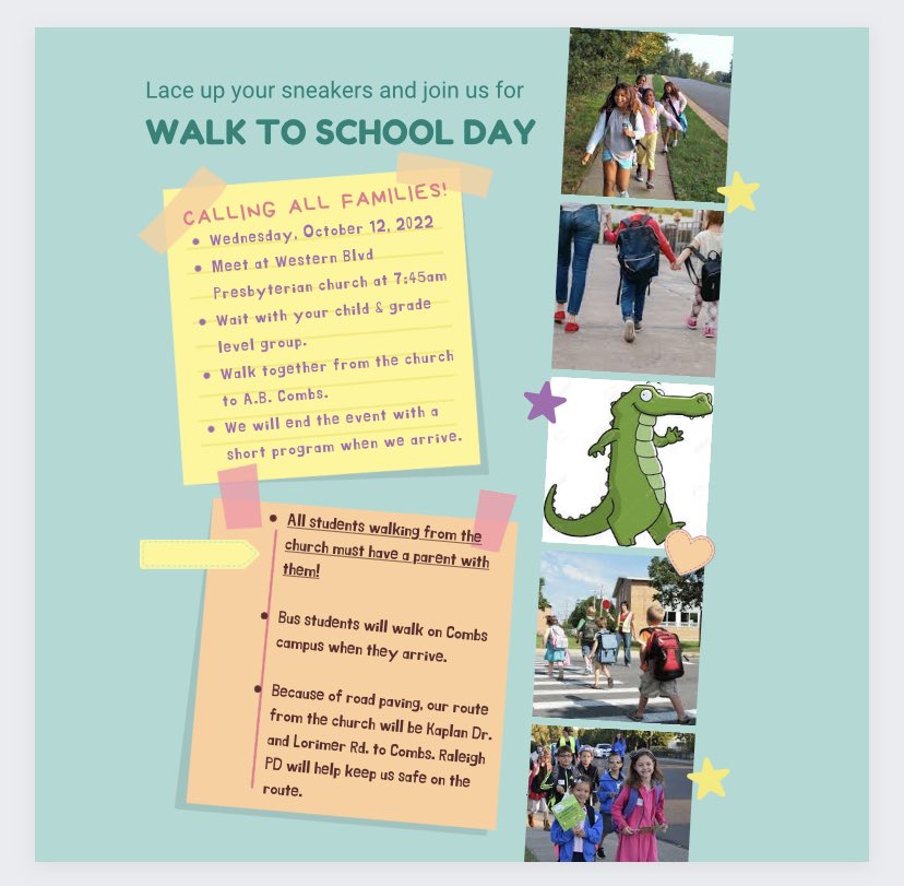Hope you can join us Wednesday, October 12th!! <a href="/walkrollschool/">Walk, Bike & Roll to School</a> <a href="/wcpssmagnets/">WCPSS Office of Magnet Schools (Choice Schools)</a> <a href="/CentralWCPSS/">Central Area</a>