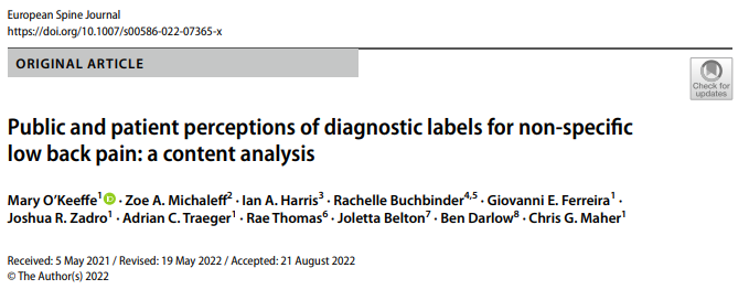 giovanni_ef's tweet photo. We had previously showed that some diagnostic labels reduce intentions to seek low-value care for low back pain👉https://t.co/rvt5qKPV53

Our new research shows that some of those labels elicited perceptions of poor prognosis, uncertainty, and damage
👉 https://t.co/PWDTAglunl https://t.co/GheQXdbbjX