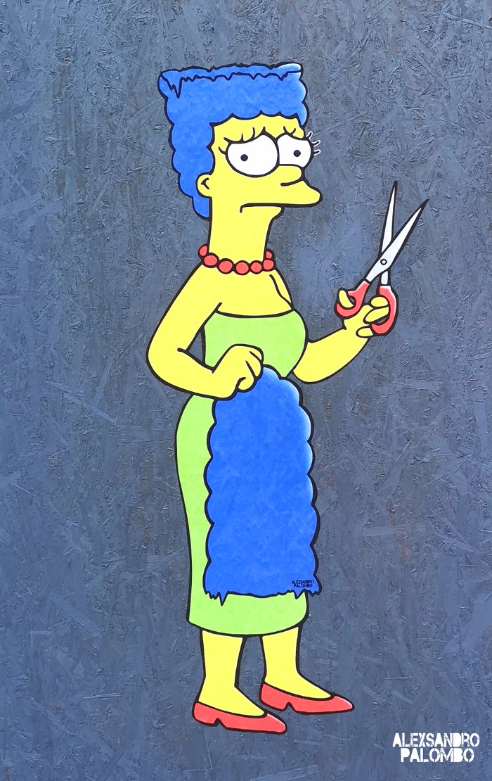 Marge Simpson cuts her iconic hair in solidarity with Mahsa Amini by artist aleXsandro Palombo. The mural was displayed in front of the Iranian consulate general in Milan, Italy. <a href="/AlJean/">Al Jean</a> <a href="/TheSimpsons/">The Simpsons</a> #MahsaAmini #Mahsa_Amini