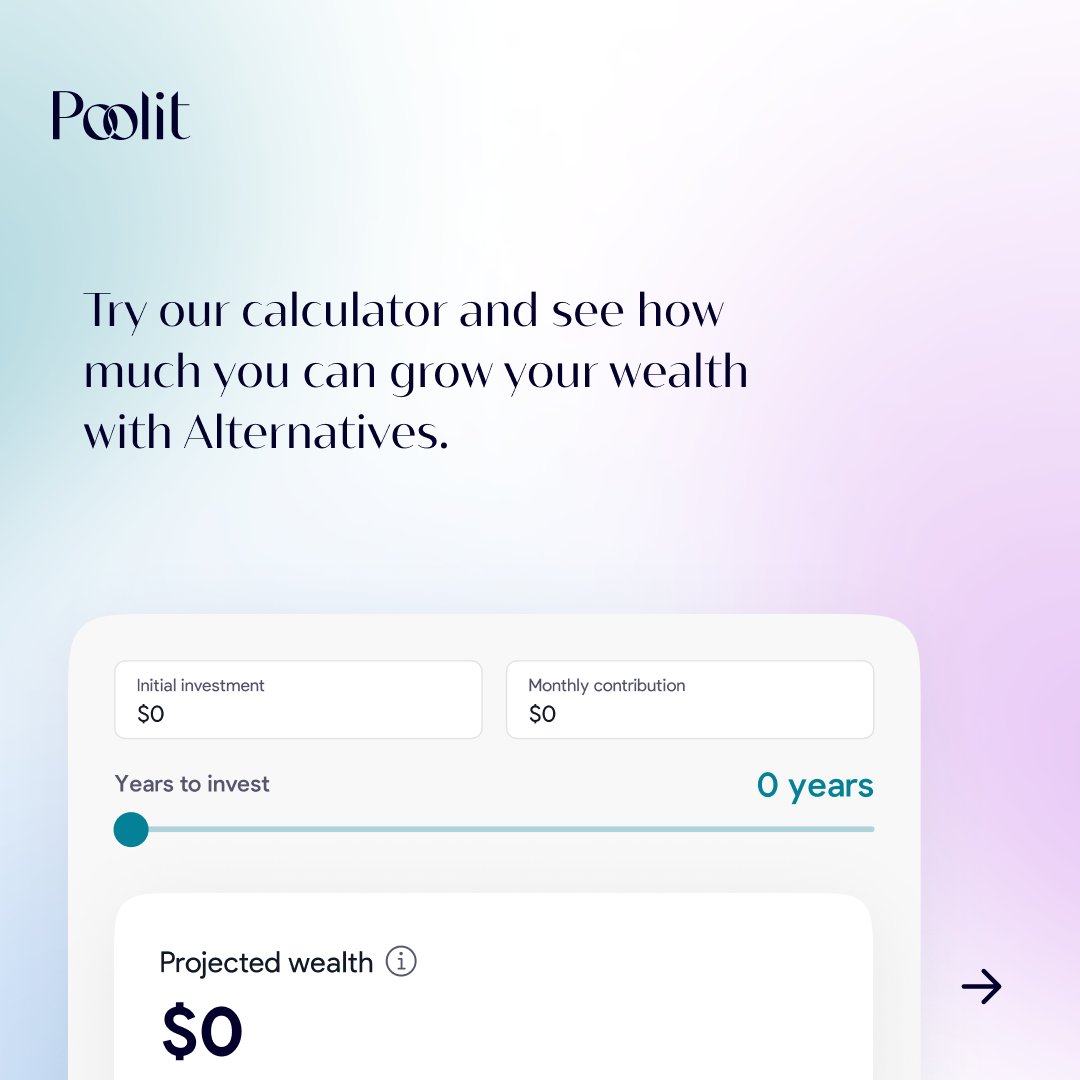 thepoolit's tweet image. Try our calculator and see how much you can grow your wealth with Alternatives.

Click the link in our bio to use our calculator and sign up for early access.
.
.
#alternatives #alt #wealth #growth #money #invest #investment #privateequity #hedgefund #venturecapital