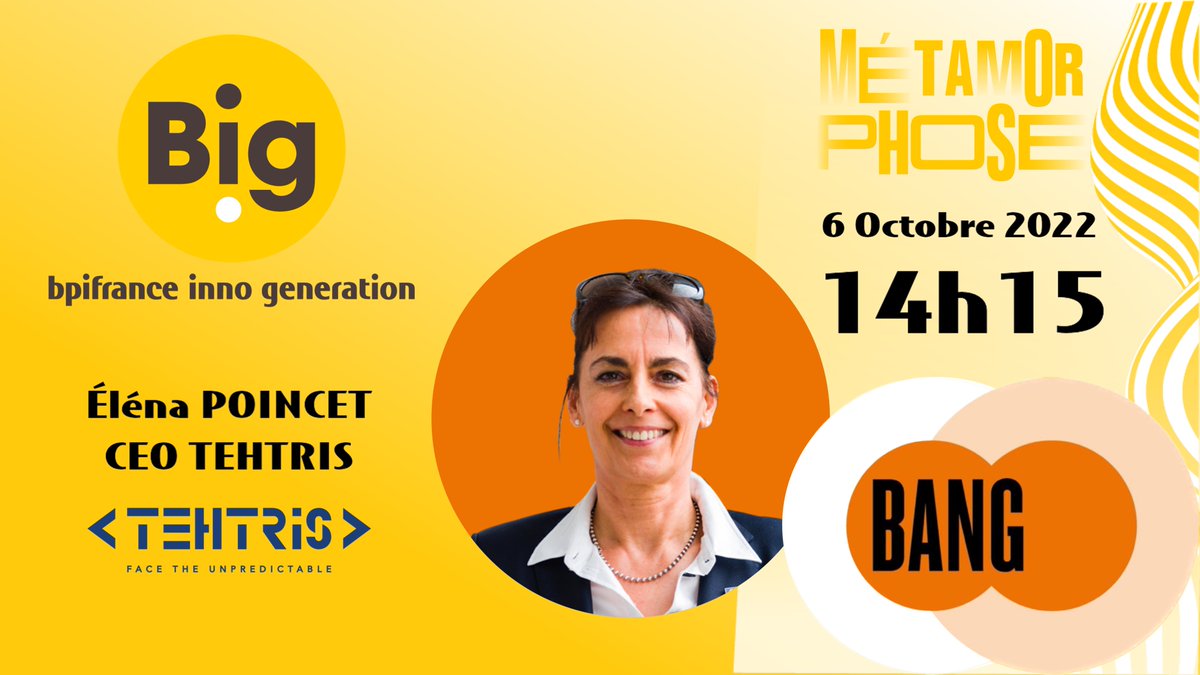 tehtris's tweet photo. JOUR J🔥 Retrouvez notre CEO Éléna Poincet au plus grand rassemblement #entrepreneurs en 🇪🇺 #Big2022 @Bpifrance 🚀

En ces temps de changements, l'occasion d'interroger nos capacités à la #métamorphose de nos vies, carrières &amp; décisions. #cybersecurite

▶ https://t.co/6bczfQK21I https://t.co/fmxmcL1flG