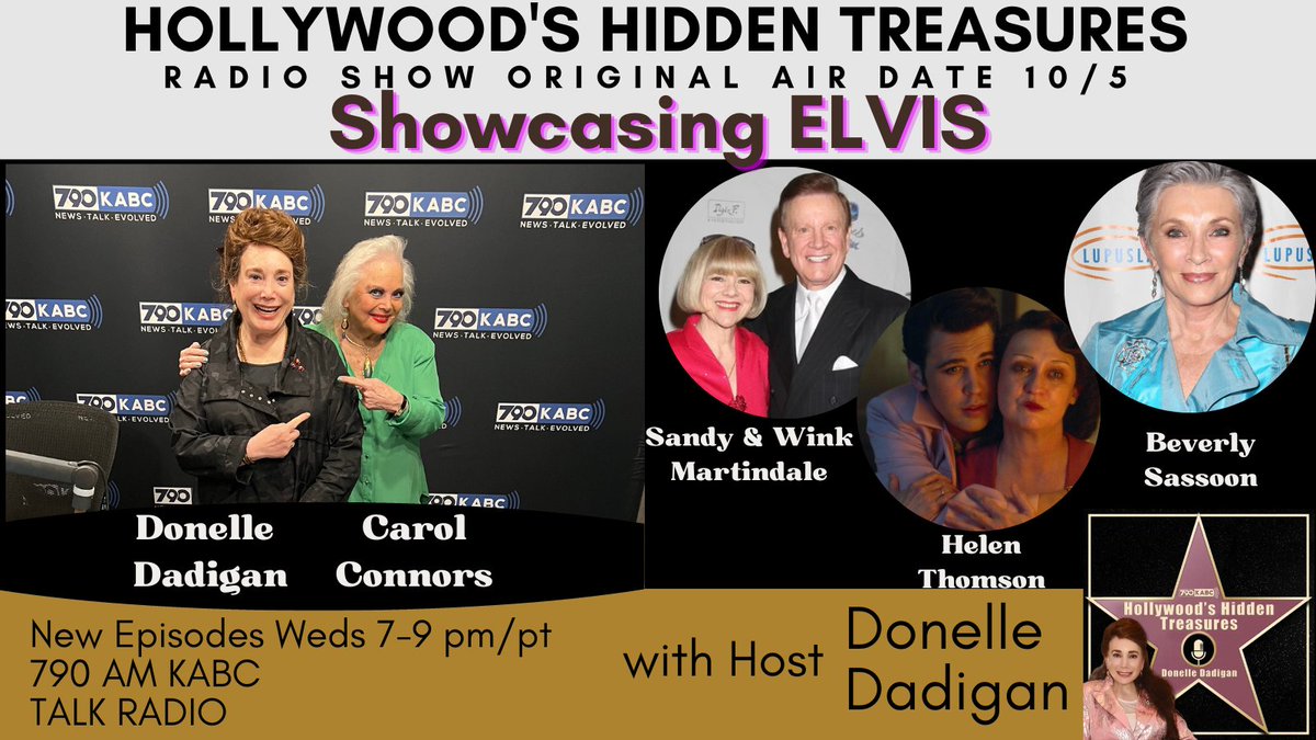 On <a href="/KABCRadio/">790 KABC</a> #HollywoodsHiddenTreasures Carol Connors who dated #Elvis - #GameShowHost #WinkMartindale &amp; wife Sandra, who dated Elvis. Helen Thomson #GladysPresley in #ELVISfilm - #vidalsassoon wife Beverly Sassoon who appeared #elvisfilms bit.ly/3qha3DhHollywo…