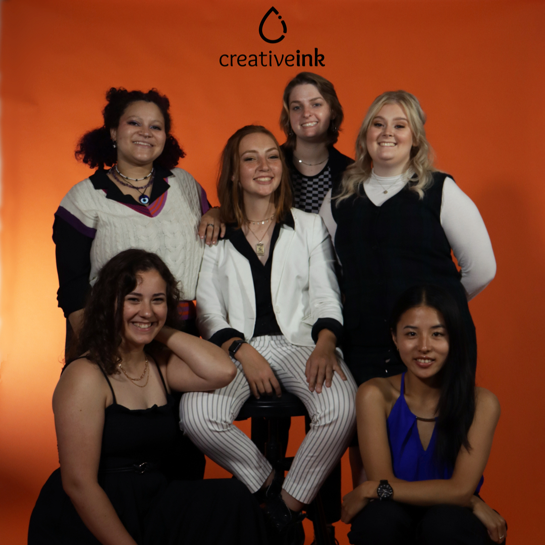 CreativeInkSC's tweet image. Meet our Creative Ink executive team! Our social media directors are Grace Bailey and Komachi Miyazaki (seated front row). Mia “Mage” Dozier is our copywriter (on the left). Savana "SJ" Johnson is our creative director (in the middle). Our account manager is Hope Daugherty (o
