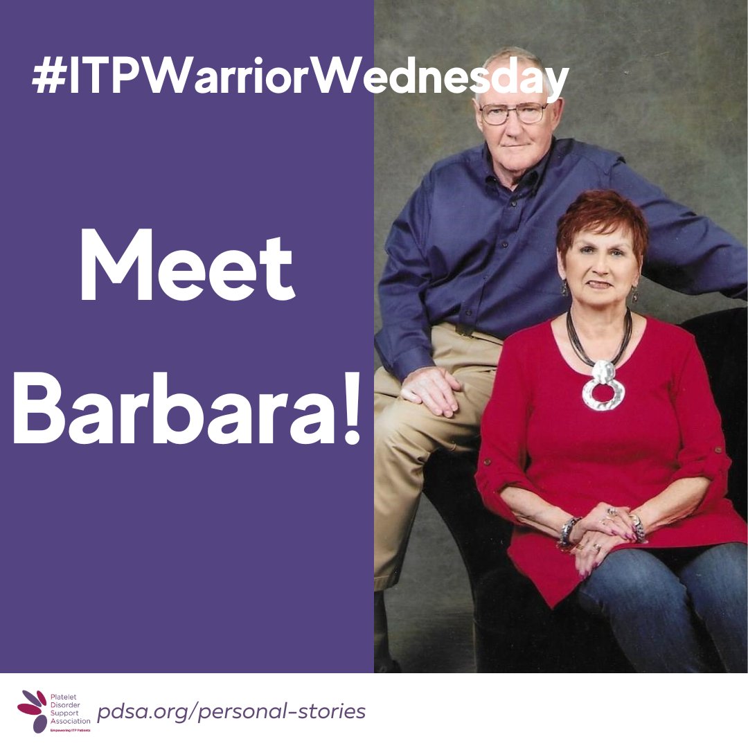 PDSA_ITP's tweet photo. Meet #ITPWarrior Barbara: “That was the start of a [18]-year journey which has included about 12 hospitalizations due to a platelet count under 7,000.”
 Read more about what Barbara has learned during her roller coaster journey with ITP: https://t.co/hCyy3jno1u. https://t.co/wyVQeuOfWF