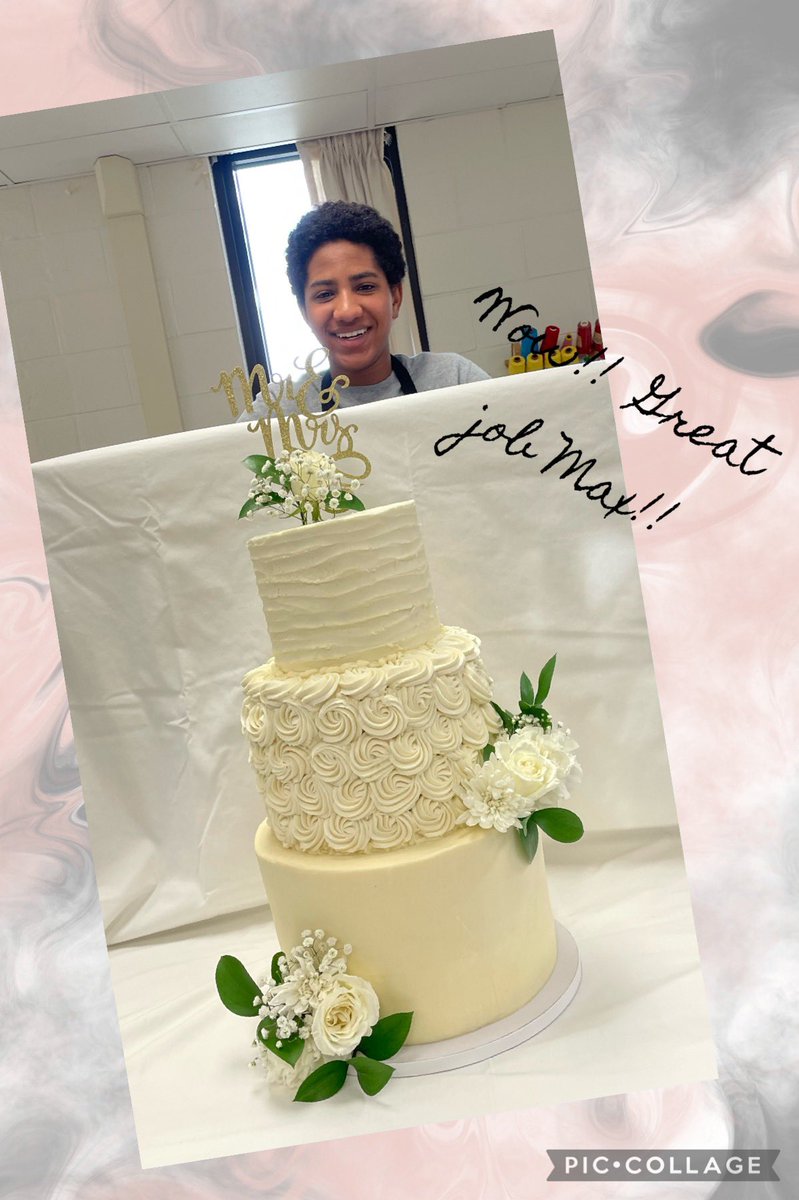 Future Baker Here!!  Nice job Max Tolliver on the creation of this beautiful wedding cake!!  #CulinaryIS #createwhatyouwant <a href="/FremdVikings/">Fremd High School</a>