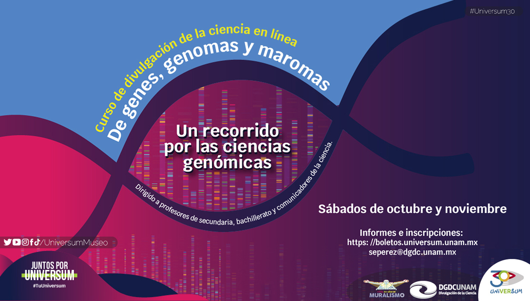 ¿Te gustaría conocer las ciencias genéticas? Inscríbete a este curso de divulgación científica y explora los avances que ha tenido el estudio del material hereditario desde el surgimiento de la genética hasta llegar a la actualidad: bit.ly/3dBk8IO #Universum30