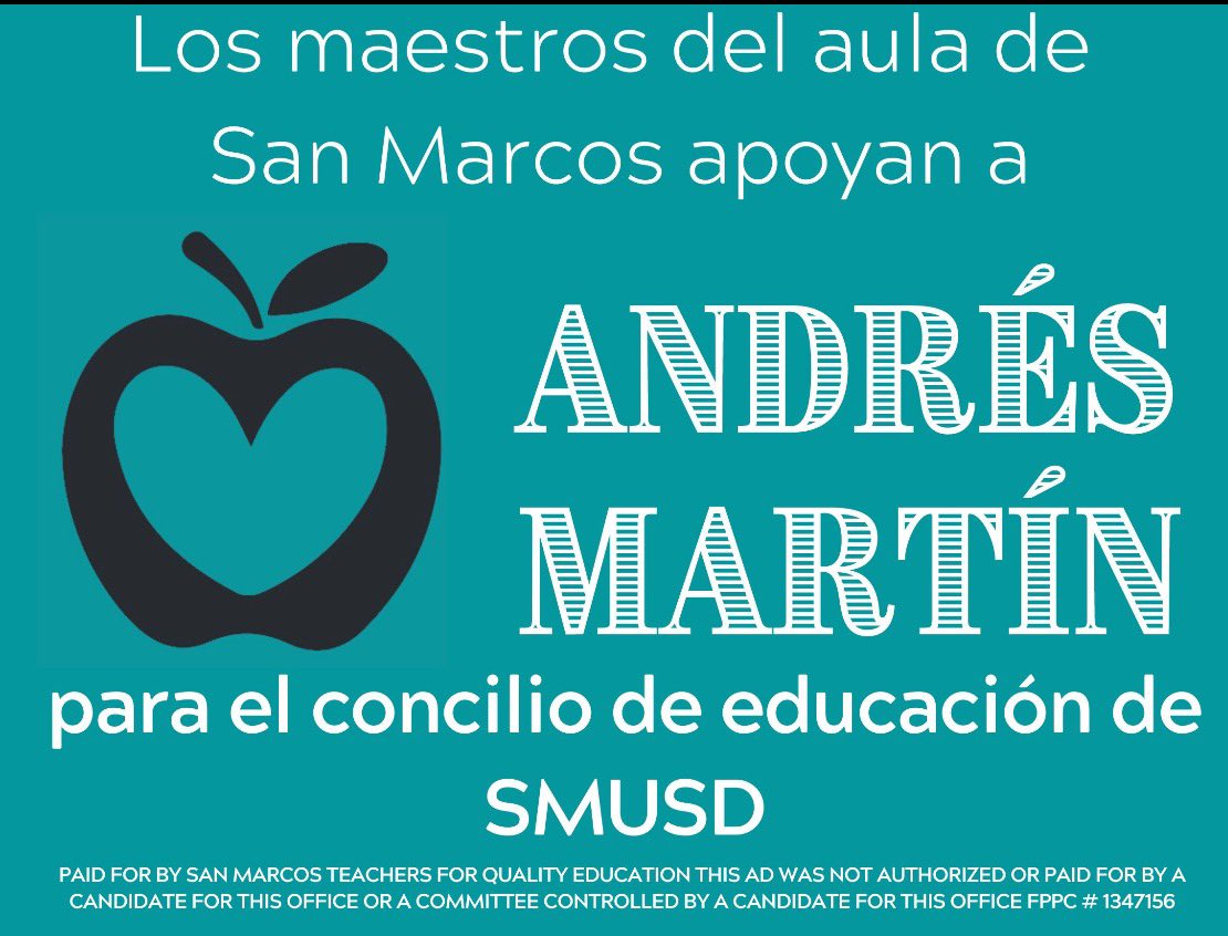 #SMEAteachers are proud to endorse Stacy Carlson(Area E) and Andrés Martín(Area C) for School Board Trustees. #Weareinthistogether #carlson4smusd #voteforandressmusd