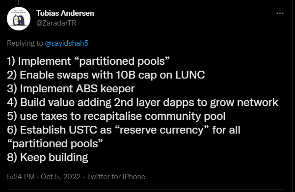 JesusMartinez's tweet photo. NEW $LUNC PLAN to be RELEASED in "under 2 weeks" by @ZaradarTR.

LET'S SEE! FOR THOSE AGAINST MINTING MORE #LUNC THIS IS YOUR PLAN! 🔥🔥

Retweet to spread the news https://t.co/OlX8oSTEoI