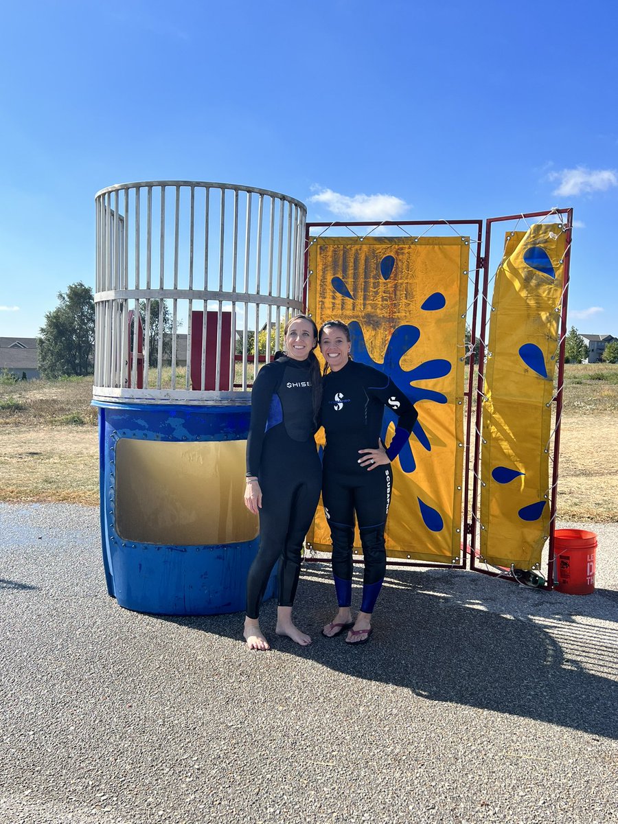 pinecreek_elem's tweet photo. We have a great community @pinecreek_elem Thank you for all the support from our PTO and families for helping raise over $57,000. The students enjoyed dunking Mrs. Evangelisti and Mrs. Lethcoe today. https://t.co/GjDdzwjz2X