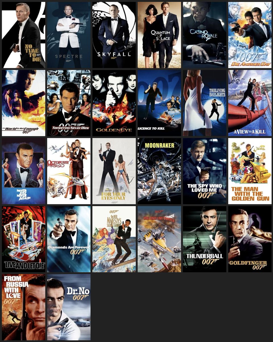 What are your Top 5 James Bond movies?

#FilmTwitter #60YearsofBond