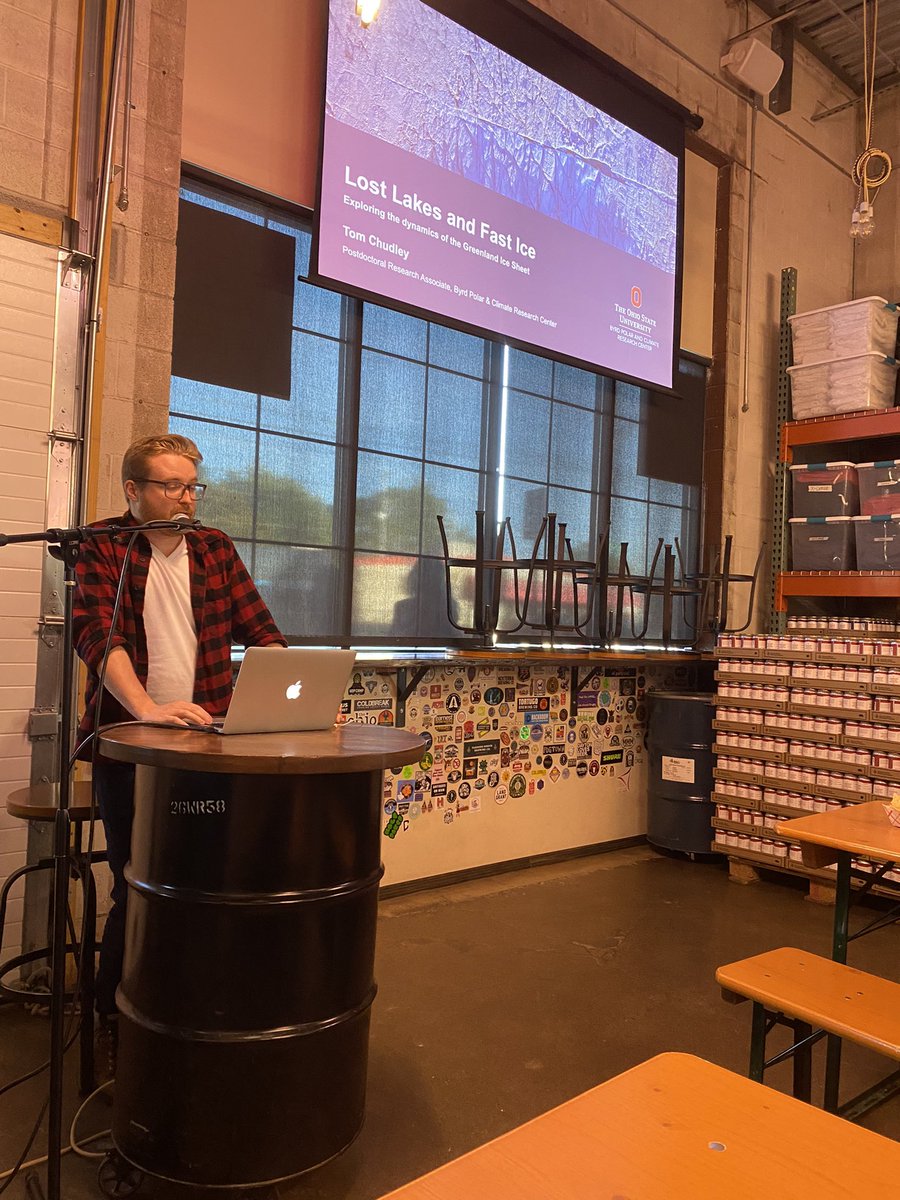 IceShelvesAndAC's tweet photo. The best way to give (and listen to) a glaciology talk. Great job Dr. @TomChudley #sudsandscience https://t.co/63SrWdeBgR