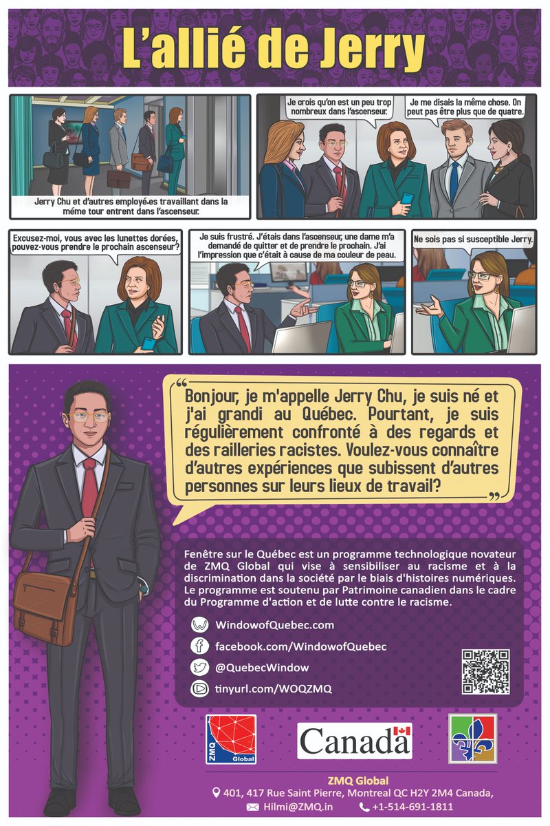QuebecWindow's tweet image. #FenêtresurleQuébec mis en oeuvre par #ZMQGlobal développe des histoires numériques sur le #racisme et la #discrimination vécues par les PANDC sur leurs lieux de travail au Québec. Voici un aperçu de l’expérience d’une personne de la #Communauté d’Asie du Sud-Est