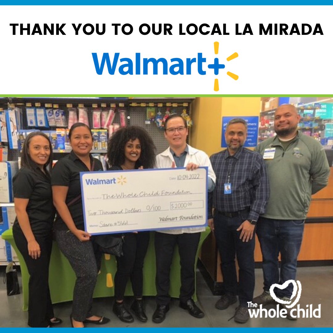 Thank you to our friends over at our local La Mirada Walmart for presenting The Whole Child with a $2000 grant to help the families we serve.

Thank you for always supporting our mission. 

#thewholechild #walmart #donors #thankyoudonor #whittier #lamirada #nonprofit #donations