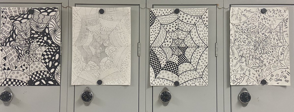 MsGraysArtRoom's tweet photo. Ragland Art I students got funky with their Zentangle Webs and created these beauties! 

#artiscool #keepartinschool #ArtistOnTwitter https://t.co/EgC9Ogqi89