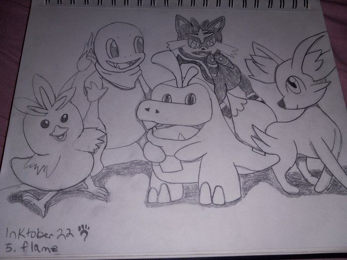 Day 5 for #intober  was flame, so i did some of my favorite fire starters with the newest gen fire starter<a href="/tag/intober"class="tags">#intober</a><a href="/tag/drawing"class="tags"><span>#drawing</span></a><a href="/tag/pokemon"class="tags"><span>#pokemon</span></a><a href="/tag/charmander"class="tags"><span>#charmander</span></a><a href="/tag/pokemonfanart%20"class="tags"><span>#pokemonfanart </span></a>