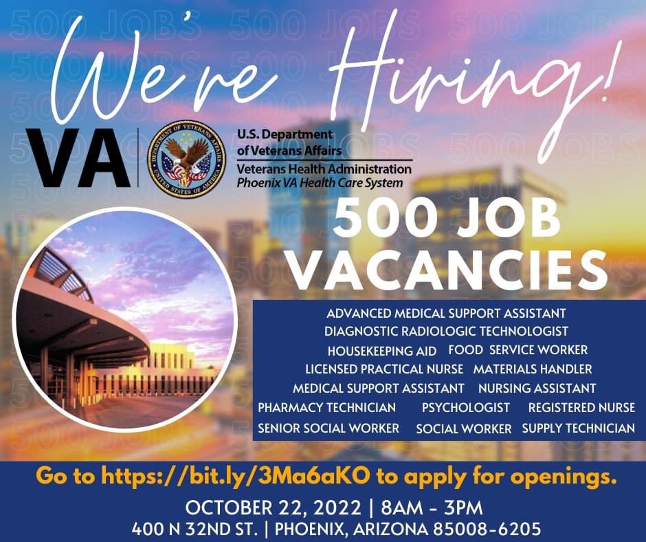 PhxVAHealthCare on Twitter "The Phoenix VA Health Care System will be holding a Hiring Fair on
