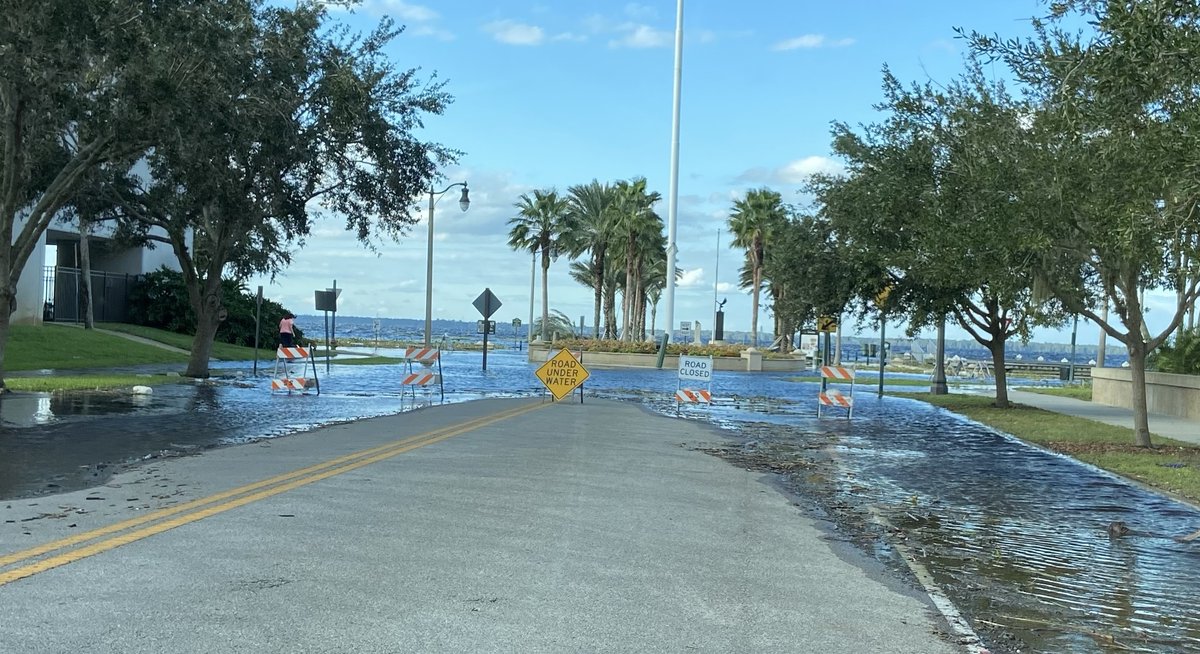 jbp_inc's tweet photo. Nearby Lake Monroe has spilled into Sanford Riverwalk days after Hurricane Ian.  This photo was taken on October 3, 2022. https://t.co/ShRn6pp4TY