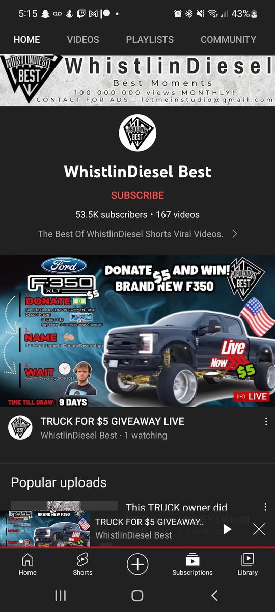 AugdenFischer's tweet photo. @whistlindzl I don't know if you've seen this channel but it looks like he's trying to scam people. Using your name. The PayPal is definitely trying to look like you. https://t.co/a5QIcS5zRT