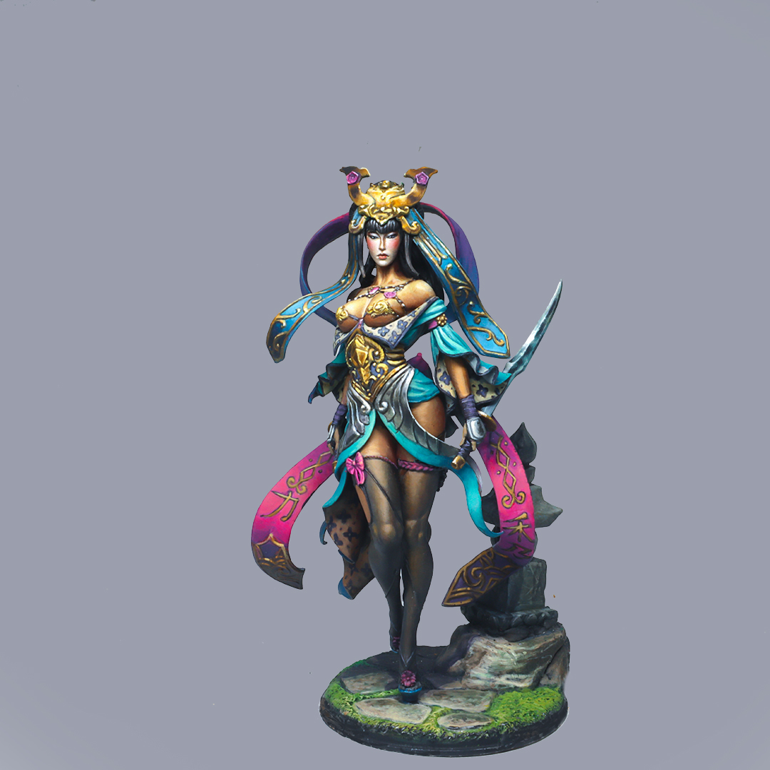 Commission painted live on my Twitch stream, the link  is, as you might imagine, in the bio xD #miniature #miniaturepainting #miniatures #geisha #wargaming #boardgames