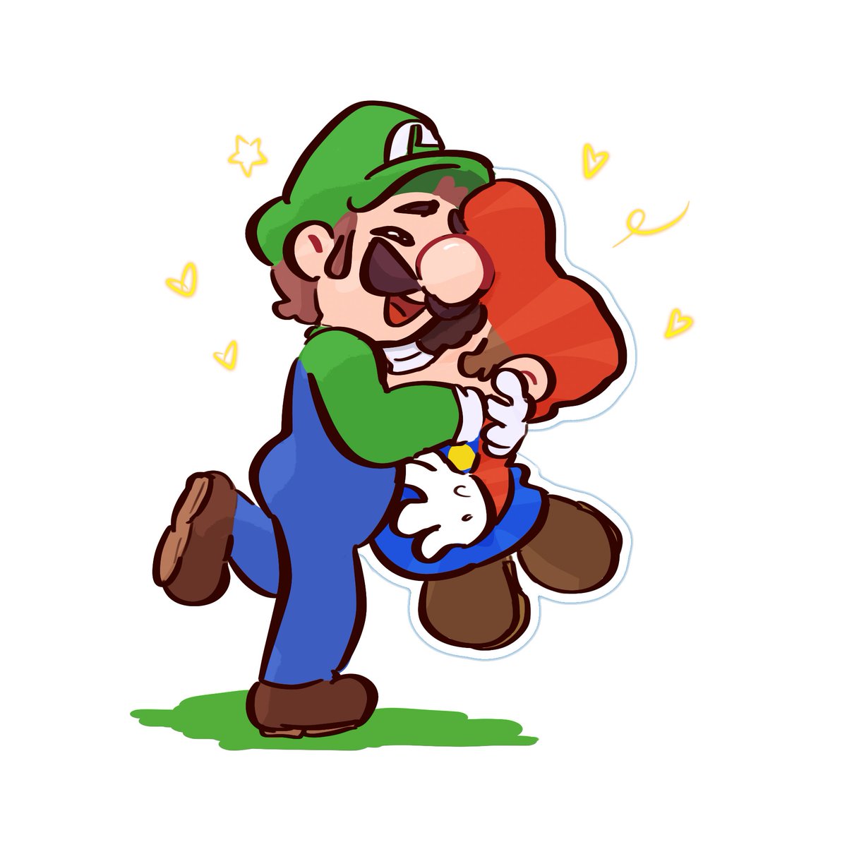 ルイージ ,マリオ 「Luigi and Paper Mario are so cute 」|_kairy_draws_のイラスト