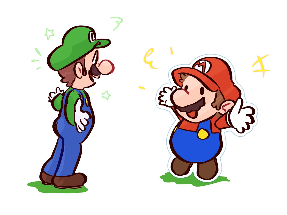 ルイージ ,マリオ 「Luigi and Paper Mario are so cute 」|_kairy_draws_のイラスト