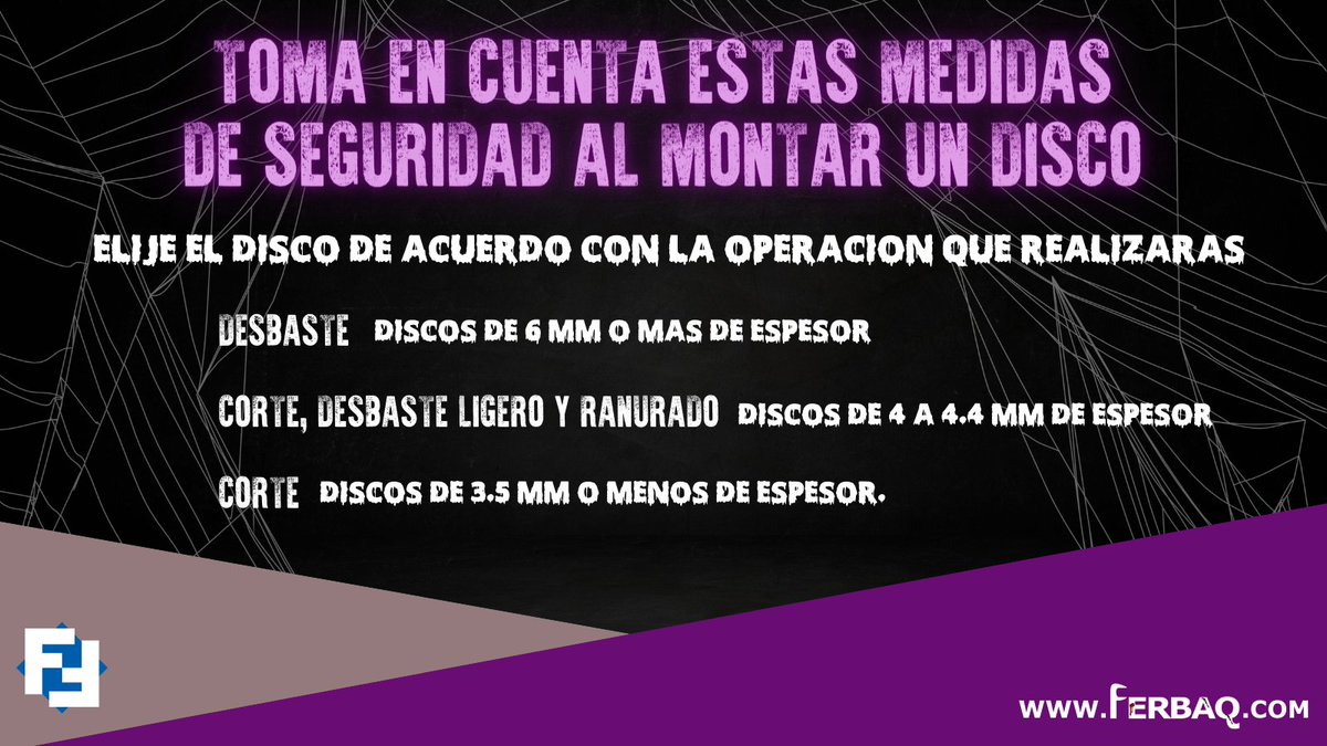Ferbaq_oficial's tweet photo. 🚨¡Ten precaución al momento de montar un disco!
Recuerda seguir los protocolos de seguridad utilizando el EPP adecuado y las recomendaciones del fabricante, tanto de la máquina como del disco.
¿Necesitas asesoria?
👉https://t.co/AdBUJ8reu5
#Ferbaq #Abrasivos #EPP #Mantenimiento https://t.co/mpYHTN01w3